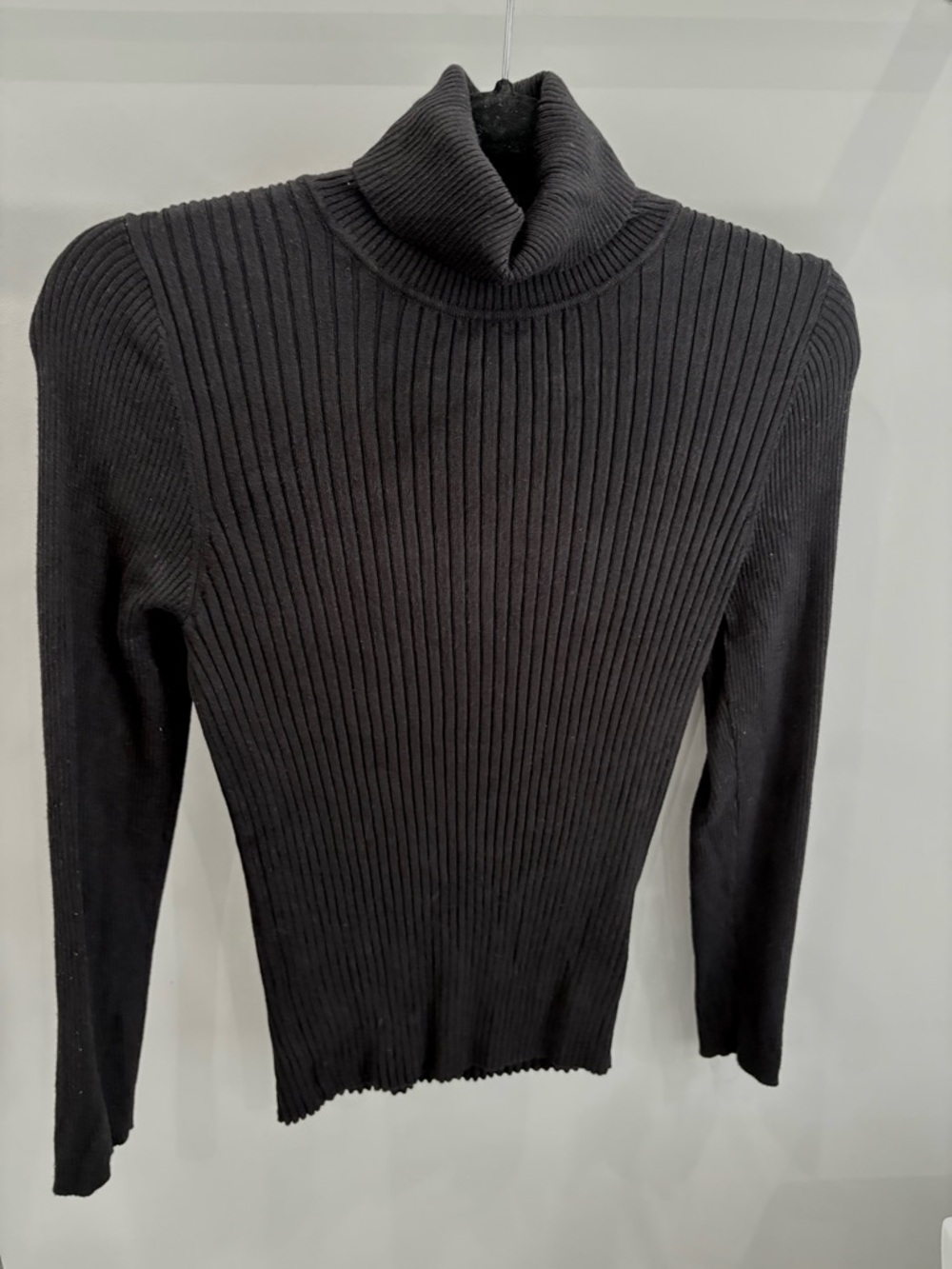 Jones New York Black Ribbed Turtleneck Sweater